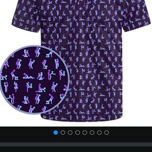 Amazon Men's Purple Polo Shirt with Blue and Pink Pattern